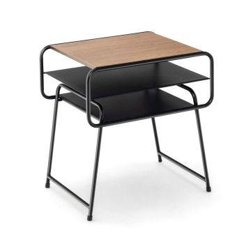 Side table, 2 shelves, Brown/black, 50.8 × 55.88 × 40.64 cm
