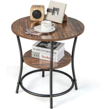 Side table, 2-tier, Brown/oak, 55 × 56 cm