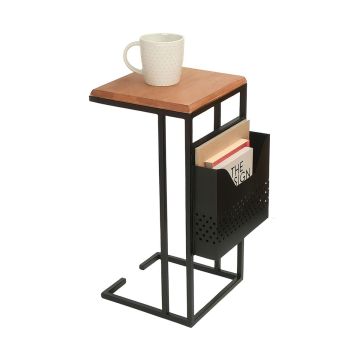 Šoninis staliukas Relaxdays 10052101.0, C forma, Ruda/juoda, 30 × 63 × 37 cm