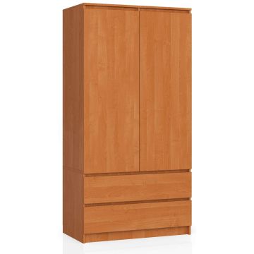 Шкаф AKORD S90, 2 двери, 2 ящика, коричневый, 90 × 180 × 51 см