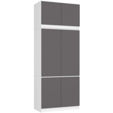 Шкаф AkordV2 S90, 6 дверей, белый/серый, 90 × 235 × 51 см