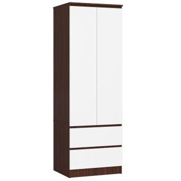 Шкаф STAR S 60, 2 дверцы, 2 ящика, белый/коричневый, 60 × 180 × 51 см