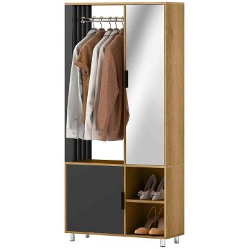 Wardrobe, With mirror and shelves, 80 × 30 × 175 cm