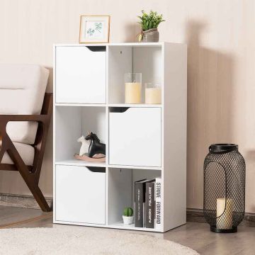 Cabinet, 3 open and 3 closed compartments, White, 60 × 90 × 29 cm