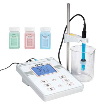 Stationary pH meter VEVOR PH100, 0–14 pH, 30 × 25 × 8.5 cm