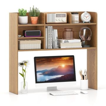 Desktop Bookshelf, 3 Shelves, Natural, 94 × 85 × 24 cm