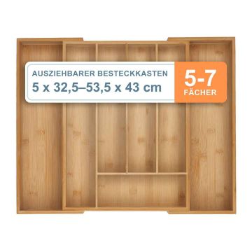 Stalo įrankių įdėklas Relaxdays 10050850_8037, 5–7 skyriai, 2 stalčiai, 53,5 × 5 × 43 cm