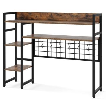 Desktop organizer shelf with metal mesh and 6 hooks, 94x25x73.5 cm