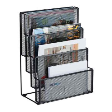 Stalo organizatorius Relaxdays, 4 skyriai, Juoda, 33 × 43 × 18 cm