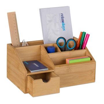 Stalo organizatorius Relaxdays, 6 skyriai, 1 stalčius, 24,5 × 11 × 15 cm