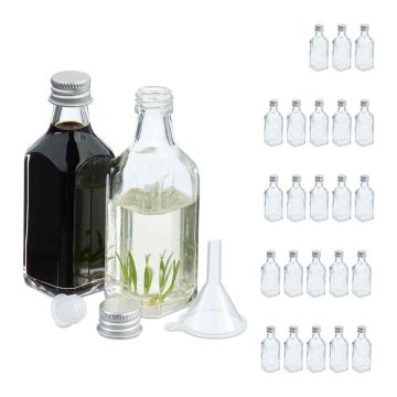 Stikliniai buteliukai Relaxdays, 25 vnt., po 50 ml, 10 × 3,5 × 3,5 cm