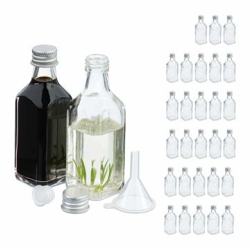 Stikliniai buteliukai Relaxdays, 30 vnt., po 50 ml, 10 × 3,5 × 3,5 cm