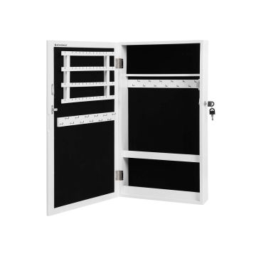 Stilinga pakabinama papuošalų spintelė - veidrodis JBC51W 67x37x10,5 cm., baltos spalvos