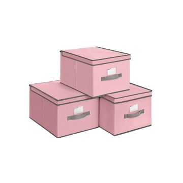 Набор коробок с крышками 40 х 30 х 25 см., 3 шт., розовые