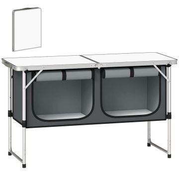 Camping kitchen, foldable, Silver, 120 × 70 × 47 cm