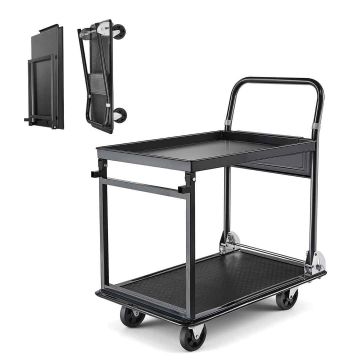 Платформенная тележка VEVOR PH1501SS, складная, 2 яруса, 730 × 470 × 820 мм