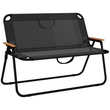 Folding chair for two, black-natural, 108x65x73 cm