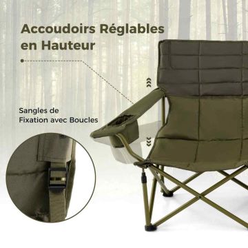 Folding tourist chair, 3-seater, 408 kg, Green, 194 × 69 × 82 cm