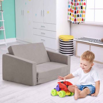 Sulankstoma vaikiška sofa, 2 viename, Pilka, 60,96 × 40,64 × 43,18 cm