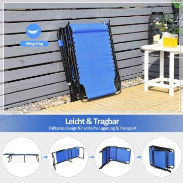 Folding lounger, with 4-position backrest and 2-position footrest, Blue, 167.6–189.2 × 59.7 × 40.6–85.1 cm