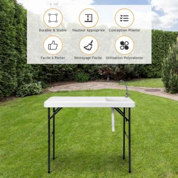 Folding outdoor table, 114.3 × 95 × 59.9 cm