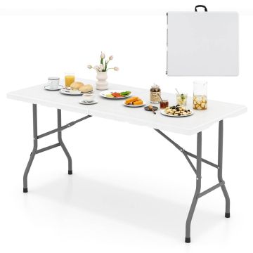 Sulankstomas lauko stalas, Juoda/balta, 152,4 × 73,66 × 69,85 cm