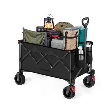 Sulankstomas rankinis vežimėlis SONGMICS GFW115B01, 150 l, iki 150 kg, 4 ratai, Juoda, 80,8 × 93,5 × 49,4 cm