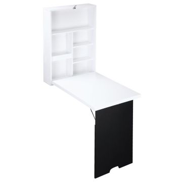 Складной настенный стол Homcom 60x94,5x147 см, белый/черный