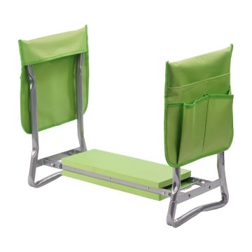 Sulankstomas sodo klūpėjimo suoliukas Relaxdays, su pagalvėle ir kišenėmis, 50 × 25 × 10 cm