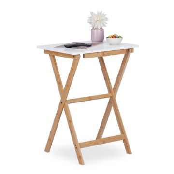 Sulankstomas stalas Relaxdays, Balta, 37 × 63 × 47,5 cm