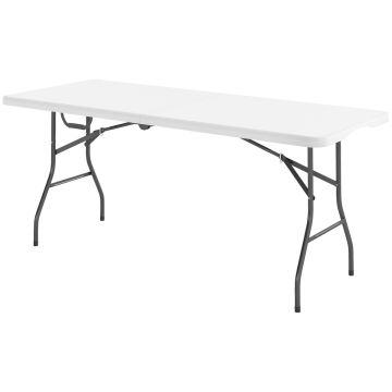 Складной туристический стол Outsunny 180x74x74см, белый/серебристый