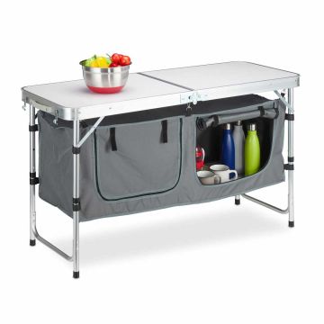 Sulankstomas stovyklavimo stalas Relaxdays 10031578.0, su spintele, 120 × 70 × 47 cm
