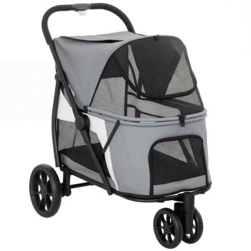 Foldable dog stroller, up to 20 kg, Grey, 92 × 95 × 63 cm