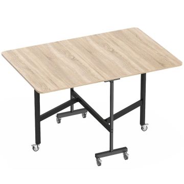 Folding dining table, up to 6 people, Oak/black, 120 × 80 × 73 cm