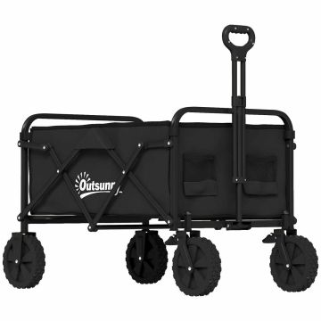 Folding trolley, 90 l, 80 kg, Black, 85 × 99 × 50 cm