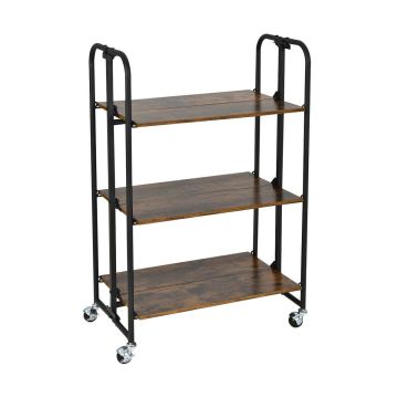 Folding trolley with wheels, 2/3/4 tiers, rustic brown, 7-15 kg