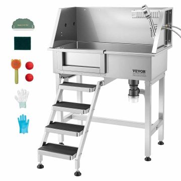 Dog washing station VEVOR LZX06, left, Silver, 58 × 37 × 95.2 cm