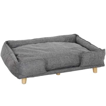Dog sofa with removable and washable cushion, dark gray, up to 30 kg