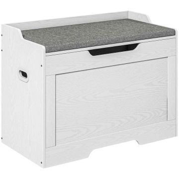 Скамейка с ящиком для хранения Homcom 75x40x56 см, бело-серая.