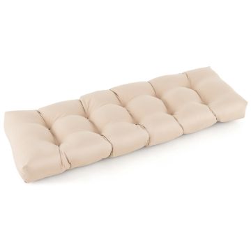 Bench cushion, quilted, black/beige/gray, 132.08 × 49.53 × 15.24 cm