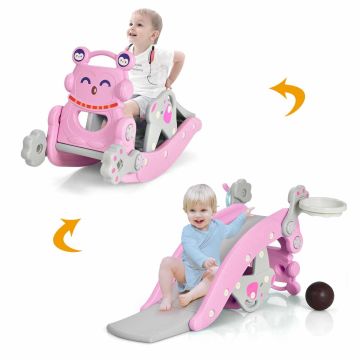 Rocking horse and slide, 4 in 1, blue/pink, 105 × 71 × 57 cm