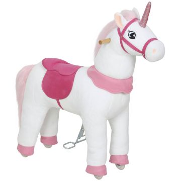 Rocking horse for children, unicorn design, white/pink, 96 × 36 × 96 cm