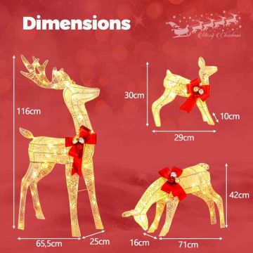 Set of 3 Christmas lighted reindeer figures