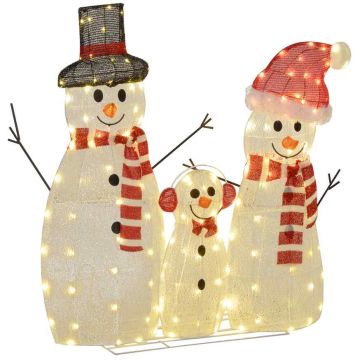 Luminous Christmas snowman decoration, 3 parts, 148 LED, White