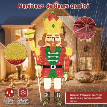 Lighting Nutcracker King figure, 236 LED lights, 90 × 180 cm