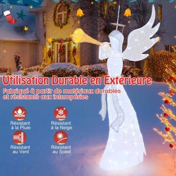 Lighting Christmas Angel 157 cm with trumpet and halo, 100 LED lights