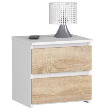 Naktinė spintelė NORE CL2 40 cm., baltos/ąžuolo spalvos