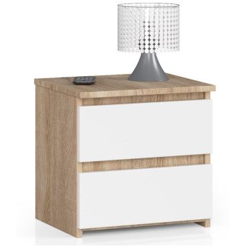 Naktinė spintelė NORE CL2 40 cm., baltos/ąžuolo spalvos