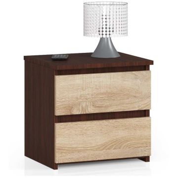 Naktinė spintelė NORE CL2 40 cm., tamsiai rudos/ąžuolo spalvos