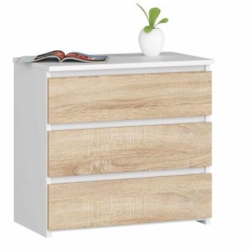 Naktinė spintelė NORE CL3 60 cm., balta/ąžuolo spalvos